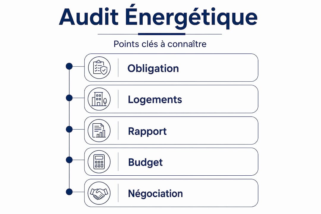 Visuel récapitulatif des éléments essentiels à connaître pour réussir un audit énergétique