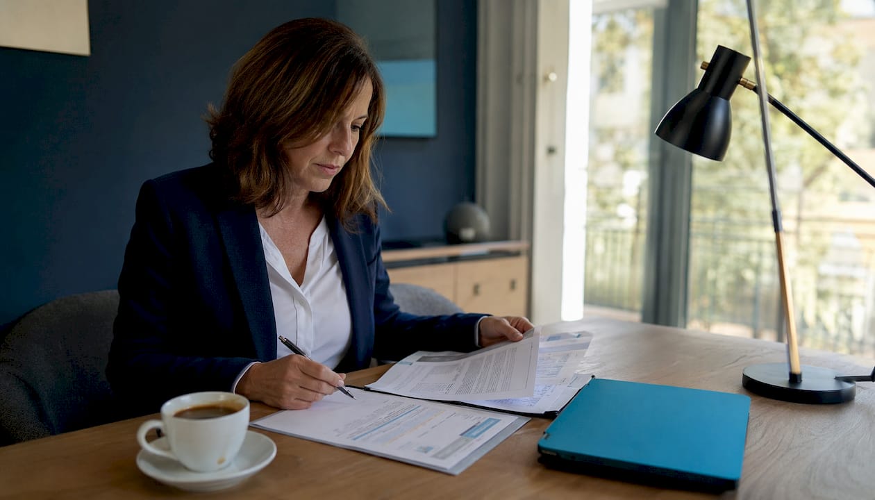 Un agent immobilier en train de consulter les diagnostics techniques d’un bien avant de finaliser la vente.