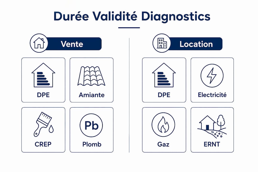 Tableau récapitulatif des durées de validité des diagnostics immobiliers pour la vente et la location