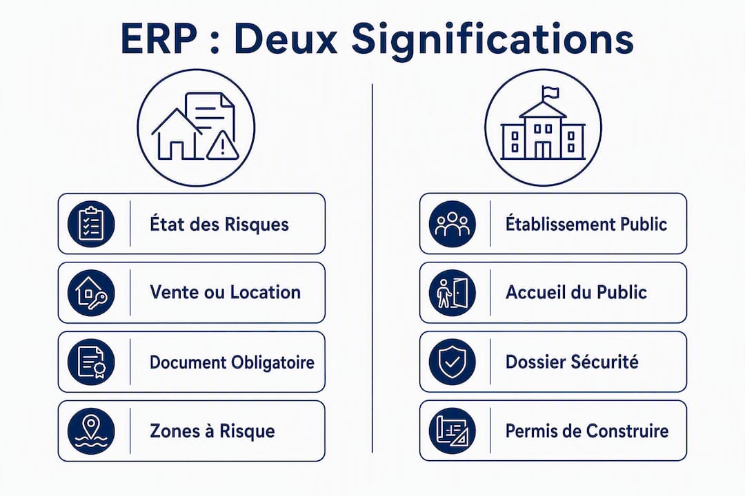 Infographie mettant en lumière les deux sens du terme ERP et les risques associés à chaque interprétation