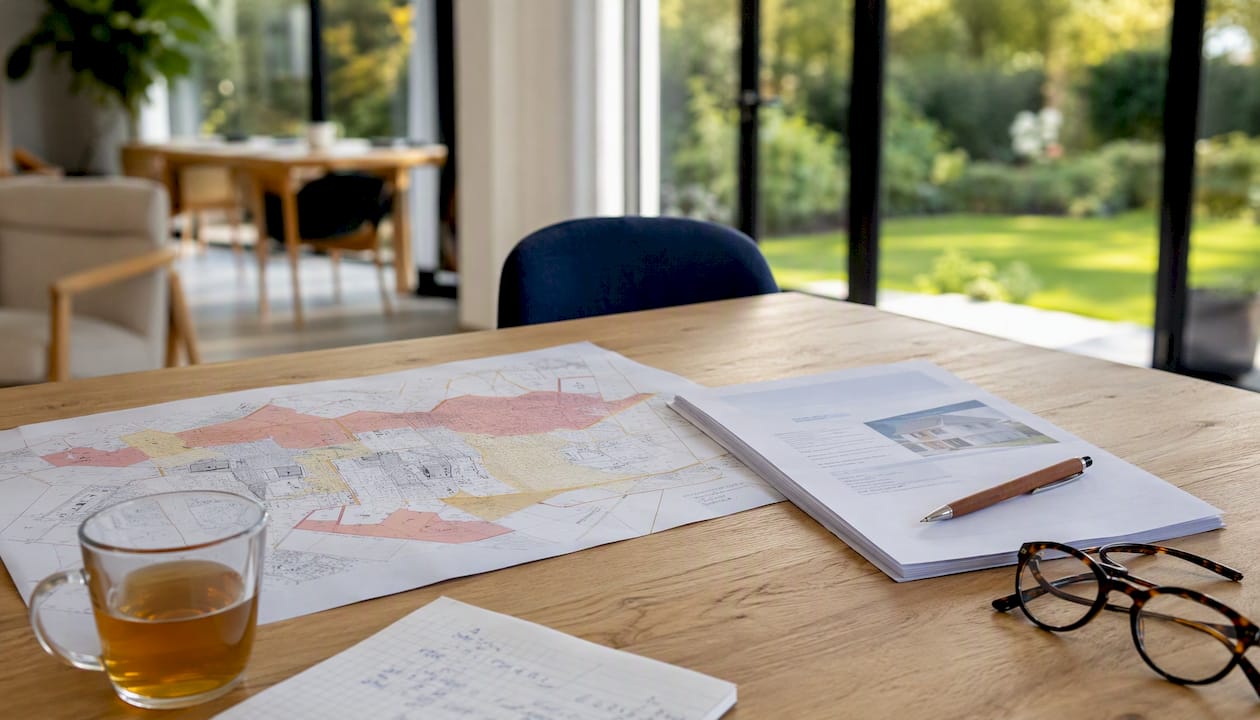 Bureau avec dossiers et rapports d’expertise sur les termites