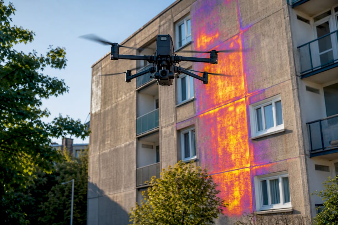 Inspection thermique des façades d’immeubles collectifs par drone