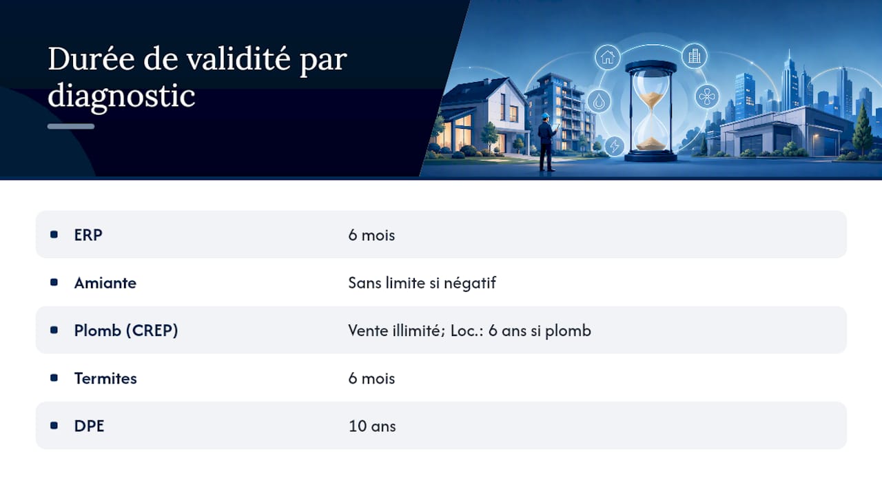 Comparaison des durées de validité pour les diagnostics immobiliers