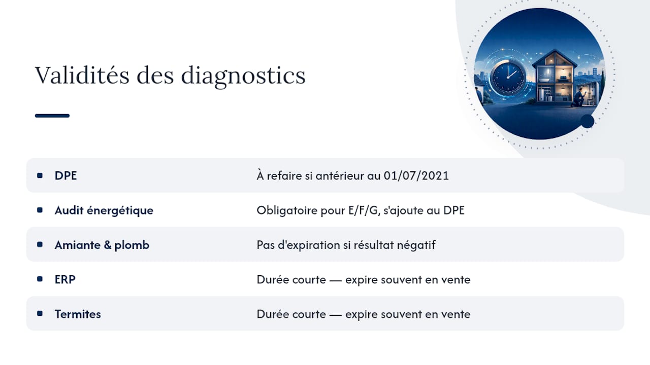 Graphique montrant la durée de validité des diagnostics
