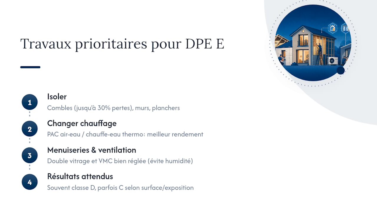 Séquence des travaux pour améliorer un DPE classé E