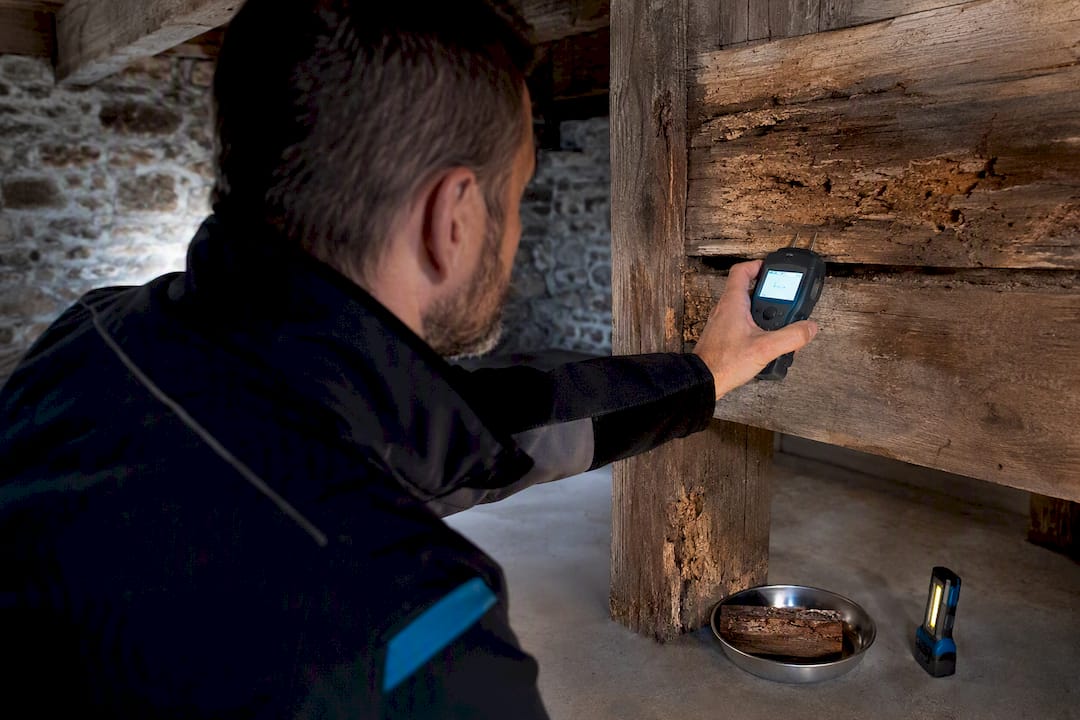 Contrôle d'humidité sur un morceau de bois