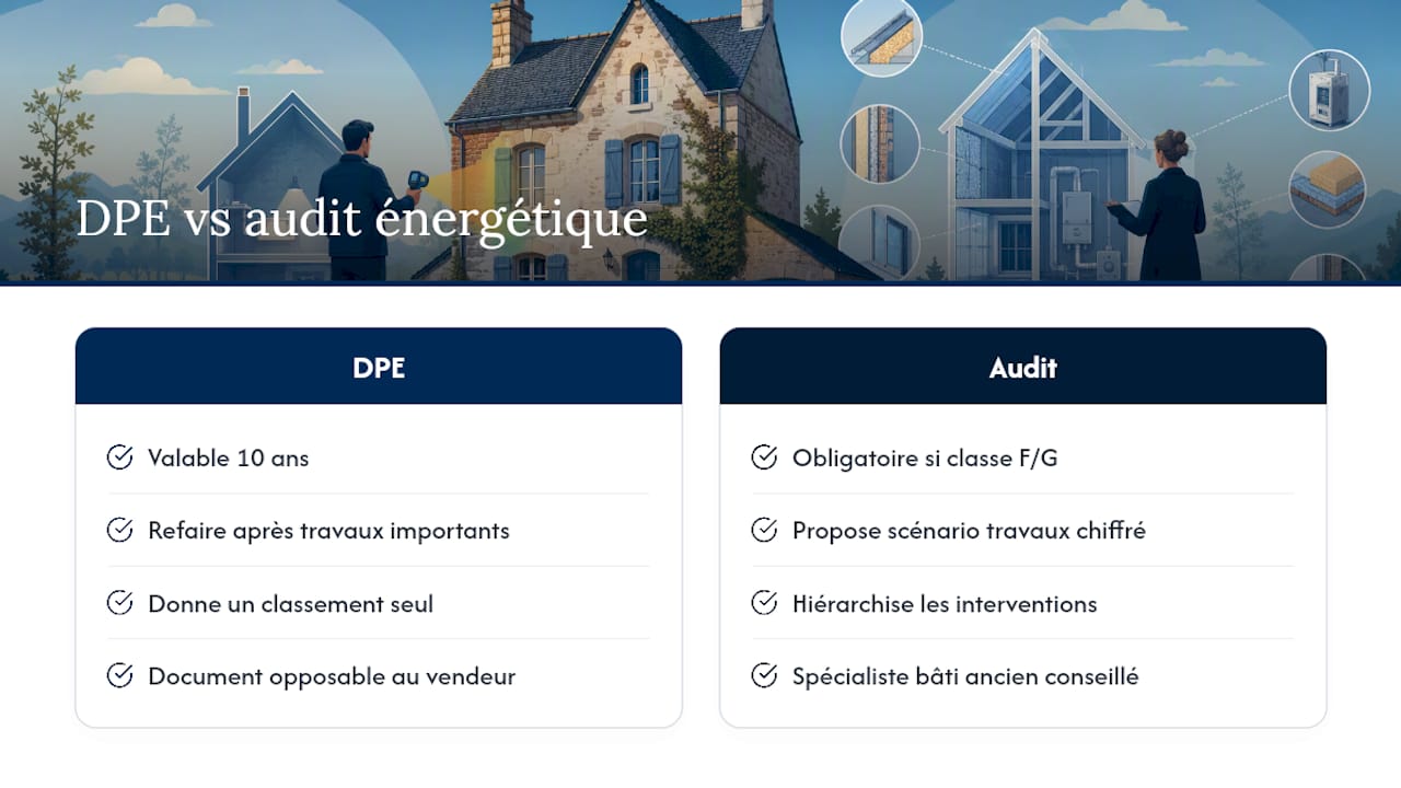 Quand refaire un DPE et quand demander un audit énergétique — overview diagram