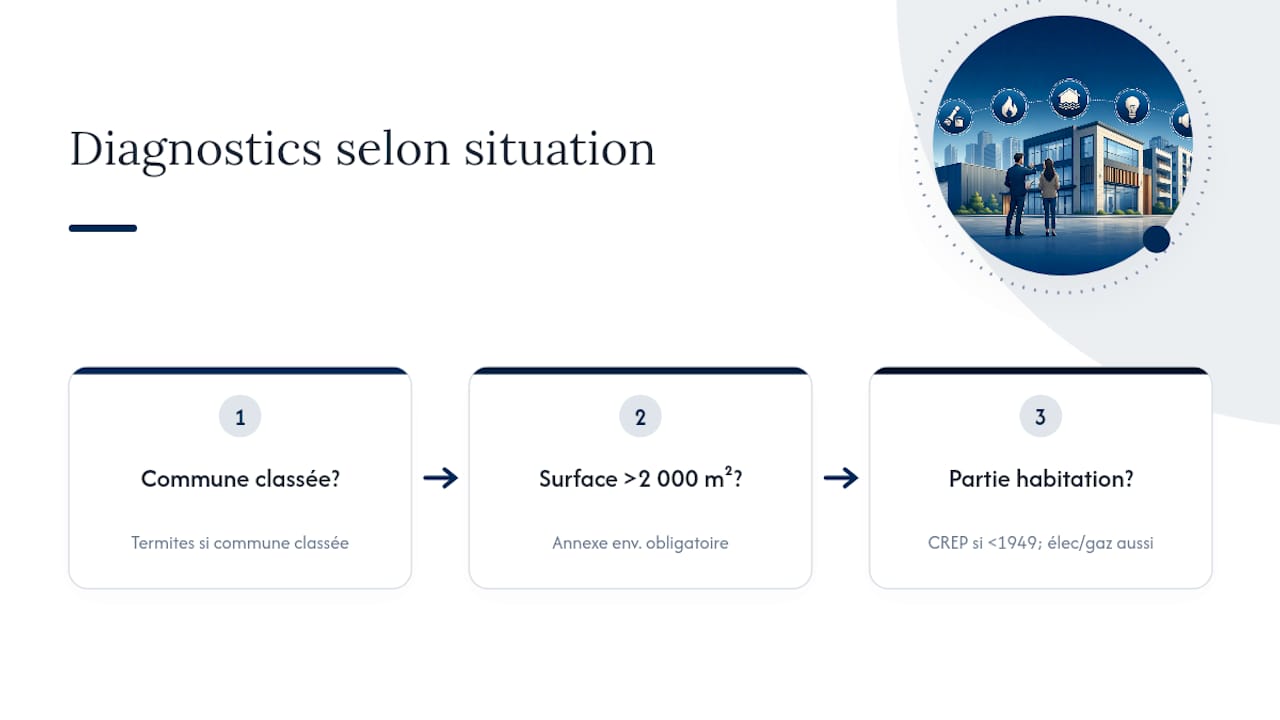 Conditions des diagnostics en fonction du local commercial
