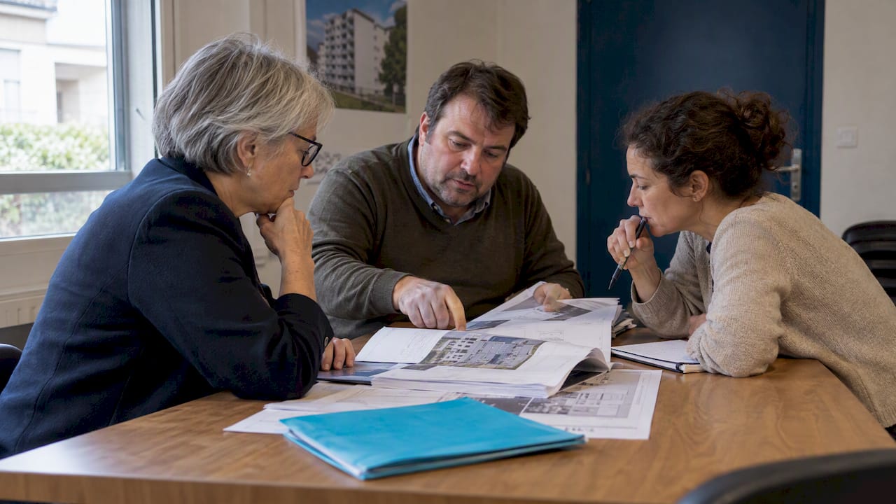 Les copropriétaires examinent un projet de travaux